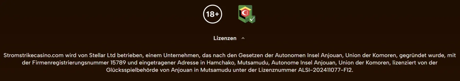Strom Strike Casino Lizenz und Sicherheit